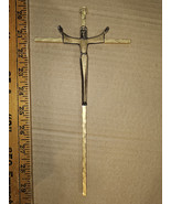 24CC83 SOLID BRASS CRUCIFIX, 4 OZ OF METAL, 9-3/4&quot; X 5-1/8&quot; OVERALL, W/ ... - $18.65