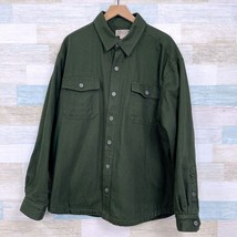 Duluth Trading Co Fleece Lined Canvas Shirt Jacket Green Workwear Cotton Mens XL - £110.64 GBP