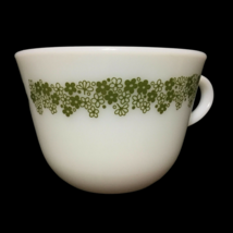 6 Vintage Crazy Daisy Pyrex Milk Glass Coffee Cups Spring Blossom VTG Mugs Green - £32.92 GBP