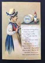 CLARK&#39;S O.N.T. Thread Spool Victorian Trade Card Lady &amp; Tom Thumb 1880s HTF - £18.87 GBP