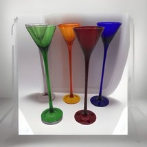 Hand Blown Italian cordial glasses , multicolors 10 inches tall set of 5 - $79.99