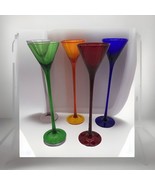Hand Blown Italian cordial glasses , multicolors 10 inches tall set of 5 - $109.22 CAD