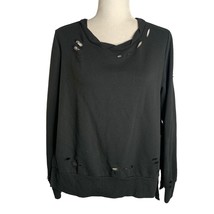 Romeo &amp; Juliet Distressed Pullover Sweatshirt M Black Tied Sides Crewneck - $18.50