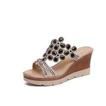 Wedges Shoes Women Peep Toe Breathable Beach Shoes Summer Sexy Sandals Rhineston - £37.26 GBP