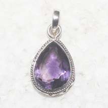 Natural Purple Amethyst Gemstone Pendant, Birthstone Pendant, 925 Sterling Silve - £28.39 GBP