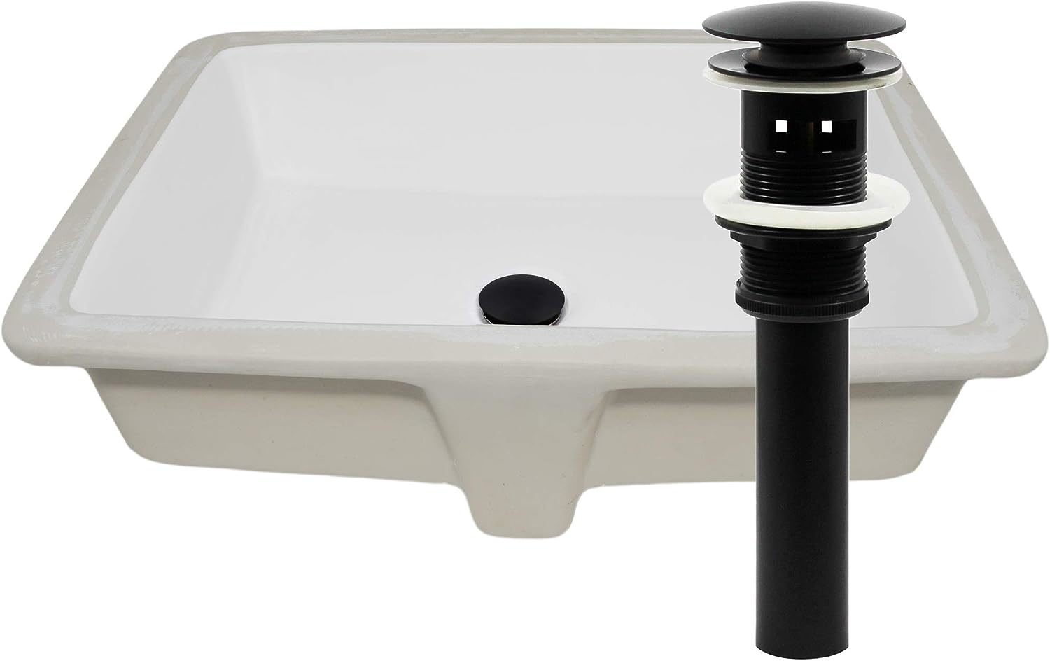 Primary image for Shallow Rectangular Undermount White Porcelain Sink With Matte, U193911Mb).