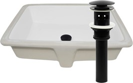 Shallow Rectangular Undermount White Porcelain Sink With Matte, U193911Mb). - $206.99