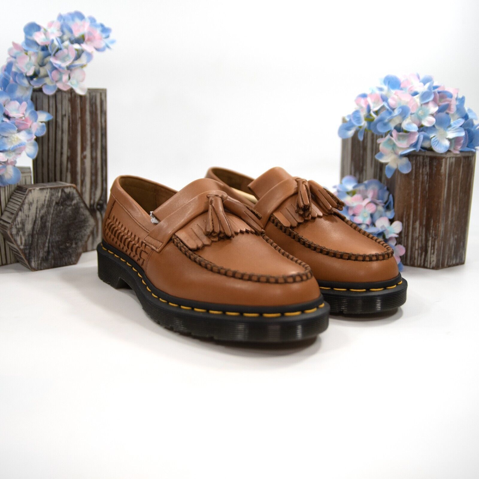 Dr. Martens Adrian Woven British Tan Analine Loafer Oxford Shoes Size 8 NIB - $148.01