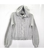 Almost Famous Womens Sweater Size Small Cable Knit Light Gray Hoodie - £10.62 GBP