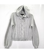 Almost Famous Womens Sweater Size Small Cable Knit Light Gray Hoodie - $13.58