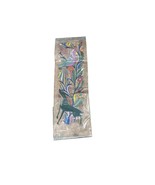 Vibrant Folk Art Hand Crafted Bark Painting 23.5&quot;x8&quot; floral forest foliage  - $37.89 CAD