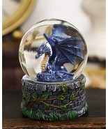 Small Fantasy Blue Midnight Dragon In Repose Glitter Water Globe Figurin... - £19.89 GBP