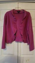 Mercer &amp; Madison Women&#39;s XL 100% Wool Violet Ruffle Cardigan Jacket - £23.26 GBP