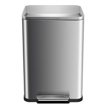 Stainless Steel 50 Liter / 13 Gallon Trash Can, Rectangular Steel Pedal Recycle  - $137.99