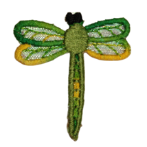 Iron On Embroidered Applique Patch Tiny Green Iridescent Shimmer Wings D... - $8.90