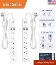 Flat Plug Power Strip with 6 Wide Outlets &amp; 4 USB Ports - 6Ft Heavy-Duty... - $45.00