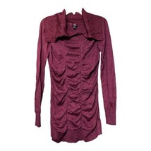 2B Bebe Womens Wine Color Sparkle Long Sleeve Ruched Sweater Dress Size Large - £11.46 GBP