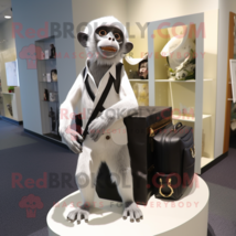 Silver Capuchin Monkey mascot costume character dressed with a Tuxedo and Messen - £1,070.95 GBP