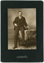 Circa 1900&#39;S Large Cabinet Card Handsome Man On Table Scwartz In Portland, In - £9.01 GBP