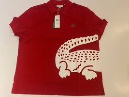 Lacoste Rouge Taille L Hommes Polo 100% Coton T-Shirt Slve Décontracté L... - $35.23