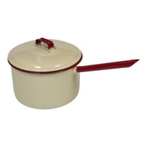 Vtg Enamelware Large Saucepan Pot W/ Lid Retro Rustic Country Chic Kitchenware - £17.04 GBP