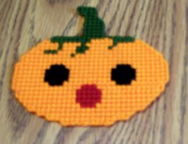Halloween Pumpkin Magnet, Fridge, Needlepoint, Handmade, Gift, Party Dec... - $6.00