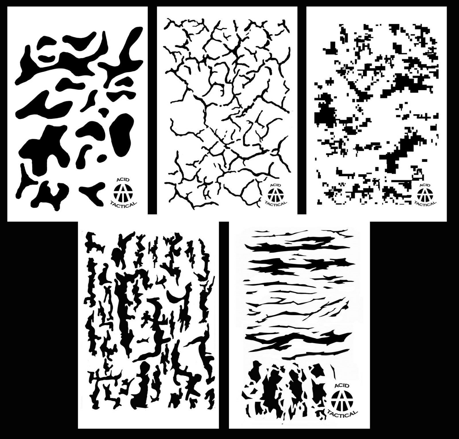 5Pack! Airbrush Camouflage Stencils Camo Duracoat 14&quot; Multicam Digital &amp;... - $18.99