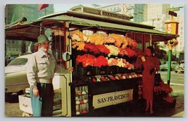 Street Flower Vendor Stockton Geary San Francisco California Vintage Postcard - £5.33 GBP