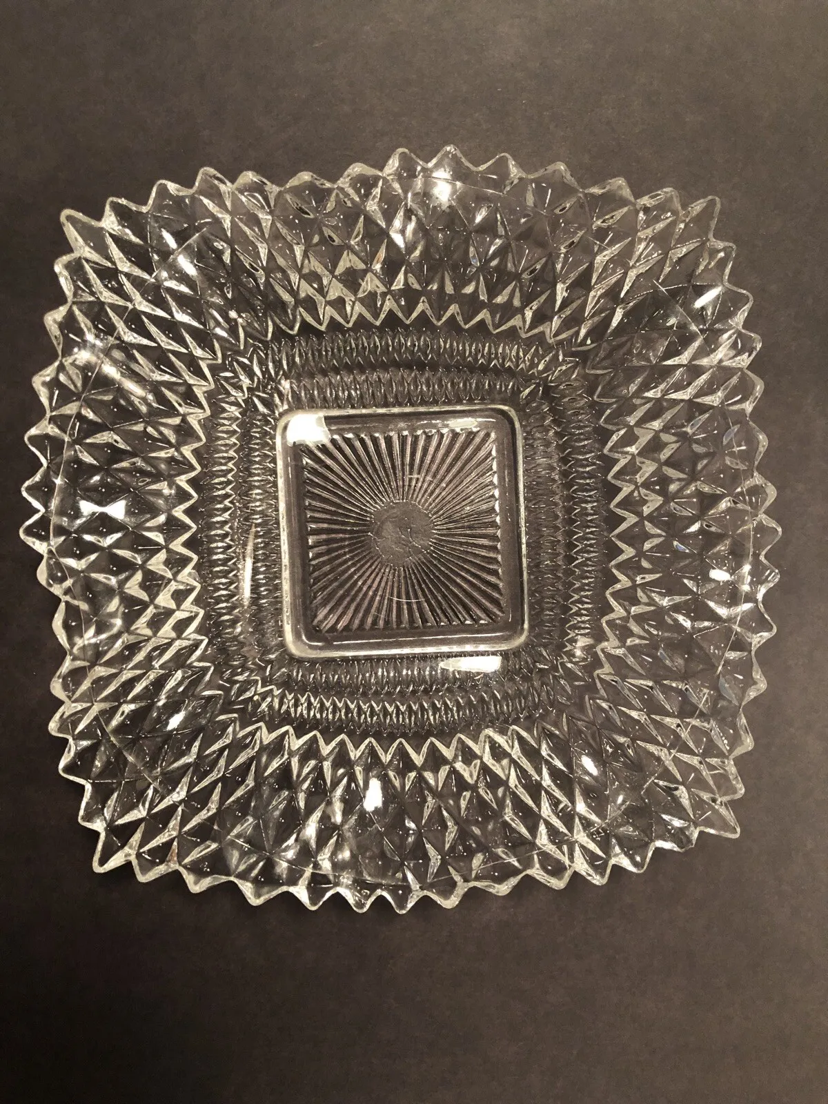 Indiana Glass Crystalesque Ashtray/Dish Diamond Point - £27.46 GBP