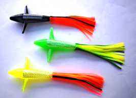 3 Teaser Bird Lures That Thrash The Seas 9&quot; Incl Skirt &amp; Holographic Fish Scales - £7.86 GBP