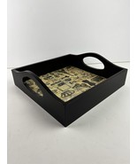 Vintage Style 1920s Printed 11”x11” Black Wood Serving Tray - $29.74 CAD