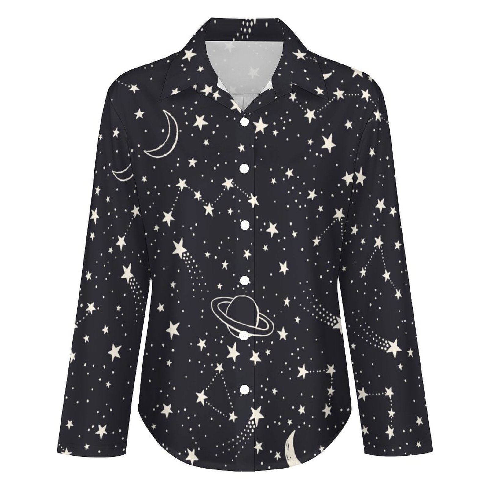 Mondxflaur Stars Women Long Sleeve Shirt Summer Elegant Fashionable