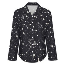 Mondxflaur Stars Women Long Sleeve Shirt Summer Elegant Fashionable - £19.17 GBP