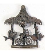 Vintage Pewter Carousel Halloween Brooch Pin Witch Cupid Fish 2 3/4&quot; Tal... - £17.85 GBP