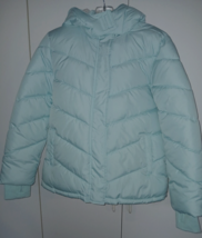 ARIZONA 1882 GIRL&#39;S PALE BLUE HOODED PUFFY QUILTED ZIP JACKET-NWT-XL(16)... - $44.88