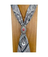 Western Silver Tone Concho with Red Center Stone Wild Rag Scarf Slide - €18,98 EUR