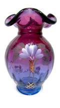 Fenton Art Glass hand painted 2003 Honor Collection Mulberry Vase LE 783... - $160.38