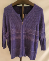 NWT Alex Marie Woman Blue &amp; Silver Rayon &amp; Wool Cardigan Sweater Misses ... - £19.46 GBP