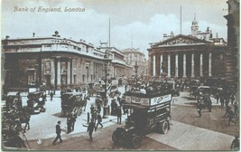 Vtg Valentines Postcard 1910s London England Bank Of England Cars Carriages Bus - £3.90 GBP