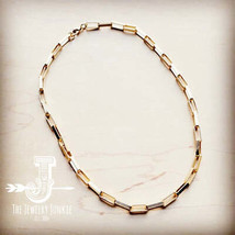 Matte Gold Large Chain Link Layering Necklace 255n - £19.94 GBP