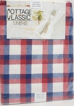 Printed Fabric Tablecloth,60&quot;x84&quot;Oval,PATRIIOTIC USA RED,WHITE&amp;BLUE COLO... - £19.45 GBP