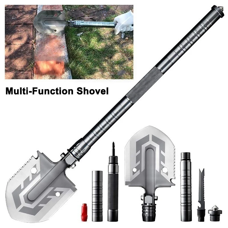 Folding Shovel Military Survival Shovel Multi Tool Portable Tactical Ent... - $70.47+