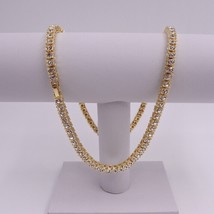Unisex 28.0Ct Lab Created 3MM Diamond 18&quot; Tennis Necklace 14K Yellow Gold Plated - £150.28 GBP
