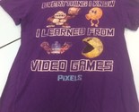 Pixels Purple T-shirt M Everything I Know I Learned From Video Games Sh1 - £3.93 GBP