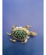 Green Rhinestone Sea Turtle Brooch  - $27.44 CAD