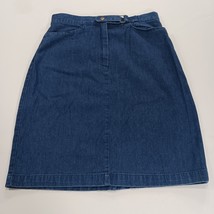 Talbots Petites Women's Blue Cotton Front Zipper Denim Skirt Pockets Size 8 image 10