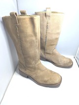 Vintage Sam &amp; Libby Boots Suede Zip Girl Size 4 Tan Youth Country Rugged Riding - $24.88