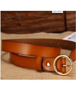 Leather belt woman strap buckle for belt women genuine leather orange - $21.78 CAD