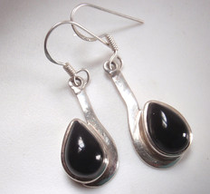 Black Onyx 925 Sterling Silver Dangle Earrings you receive exact pair - £9.33 GBP