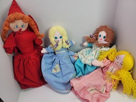 4 VTG Handmade Topsy Turvy Flip Cloth Doll Lot Red Riding Hood Cinderella Story - £38.33 GBP